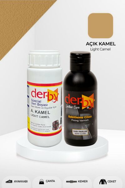 Derby Special Deri Boyası ve Cilası 100 mL - 2'li Set / Mont Eşya Çanta Deri Boyası Kızıl Kahve