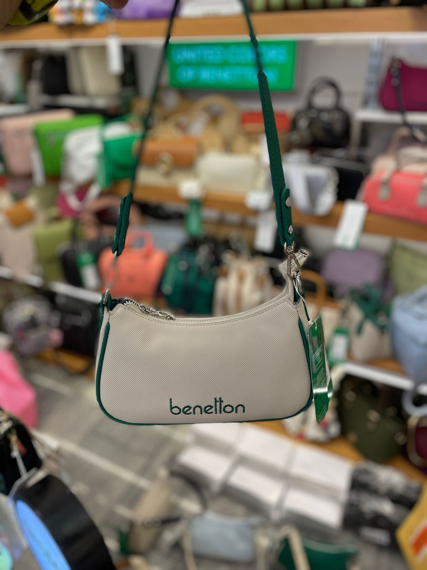 Benetton Yeşil Bej Baget Kadın Çantası