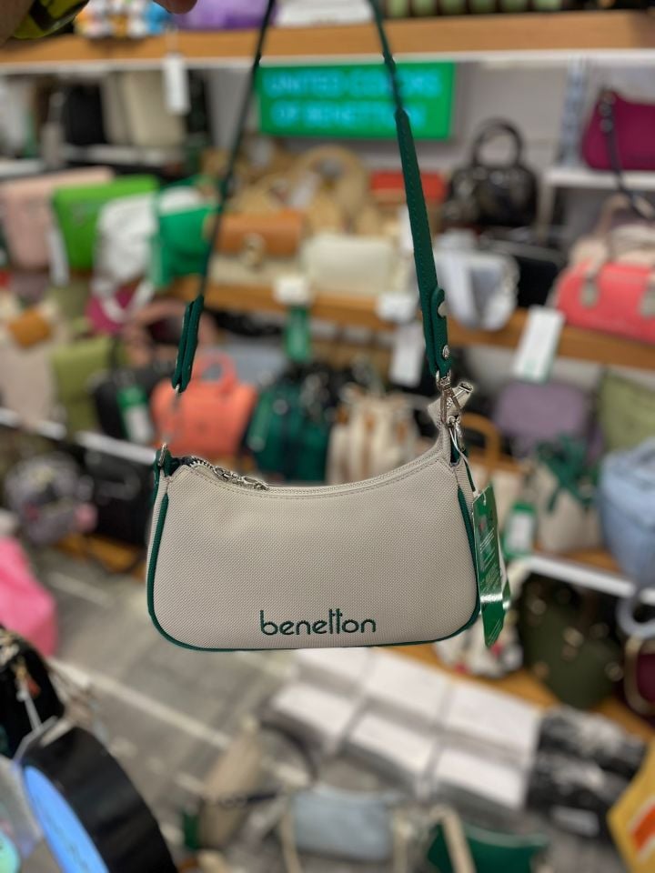 Benetton Yeşil Bej Baget Kadın Çantası