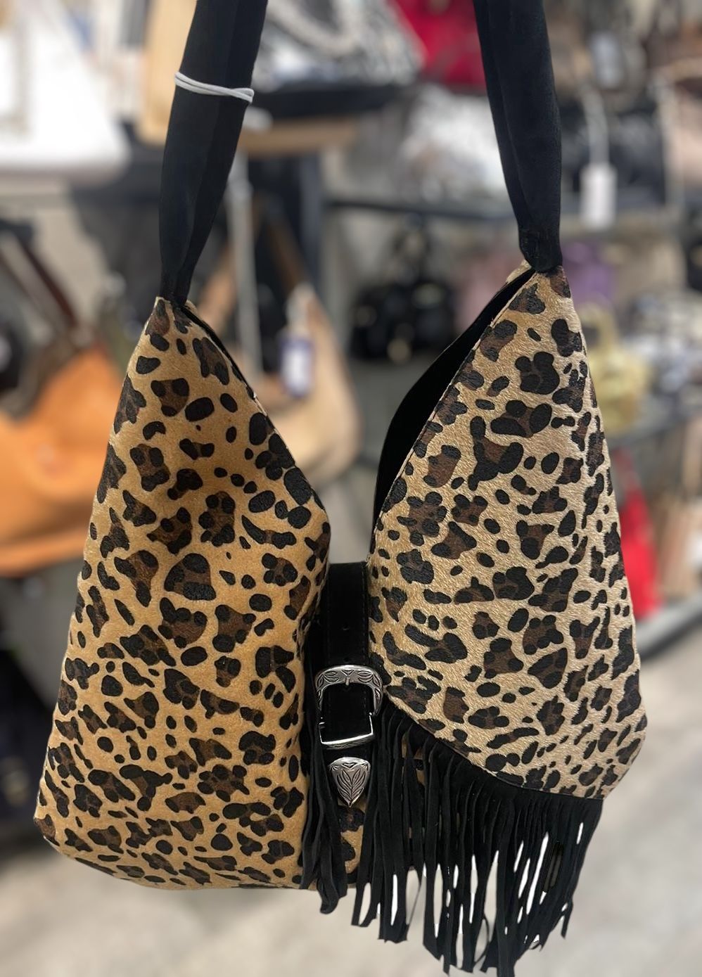 Leopar Süet Omuz Çantası