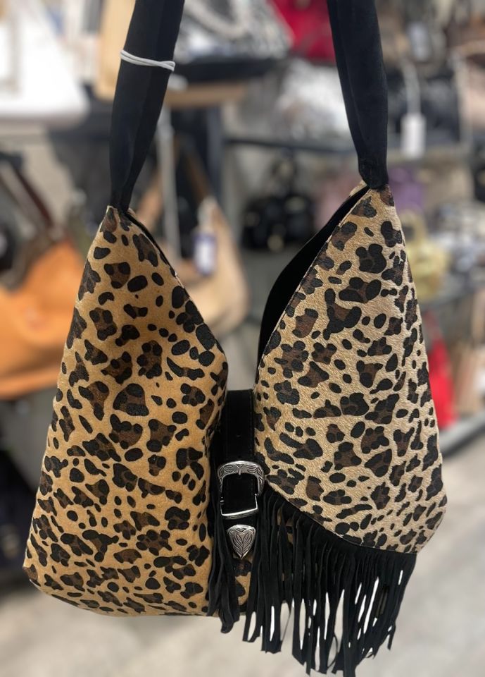 Leopar Süet Omuz Çantası