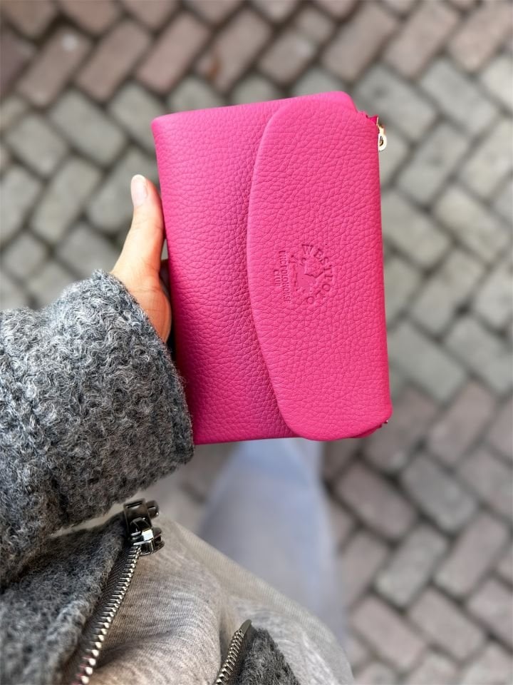 Pembe Hakiki Deri Cüzdan