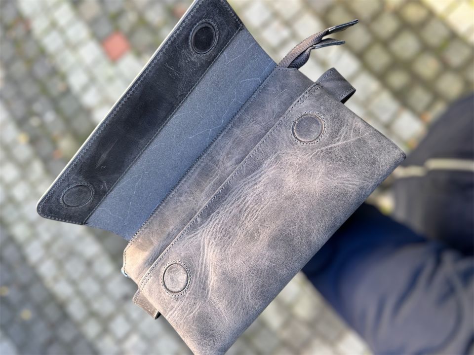 Gri Hakiki Deri Portföy&Clutch