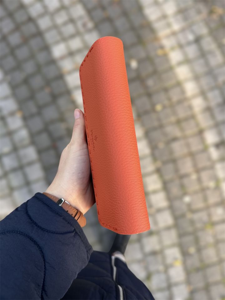 Turuncu Hakiki Deri Cüzdan