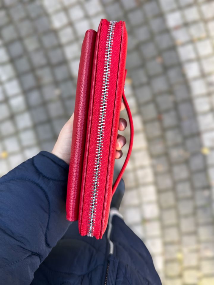 Kırmızı Hakiki Deri Kadın Cüzdan&Clutch