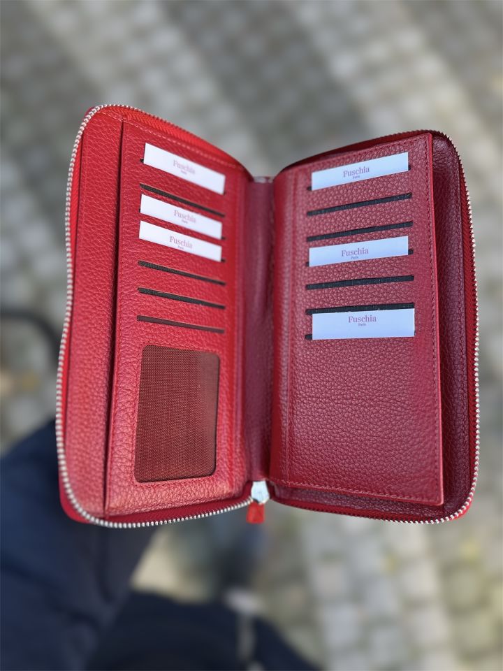 Kırmızı Hakiki Deri Kadın Cüzdan&Clutch