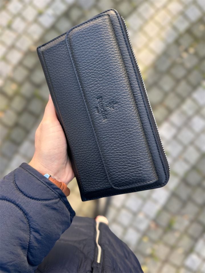Siyah Hakiki Deri Cüzdan&Clutch