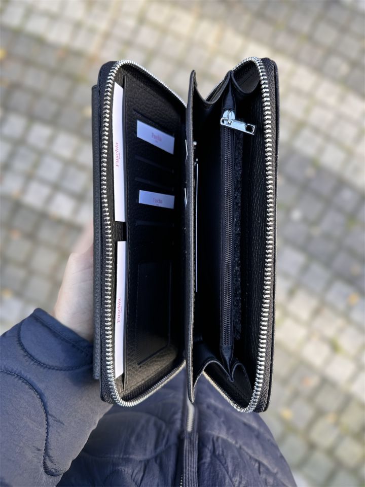 Siyah Hakiki Deri Cüzdan&Clutch