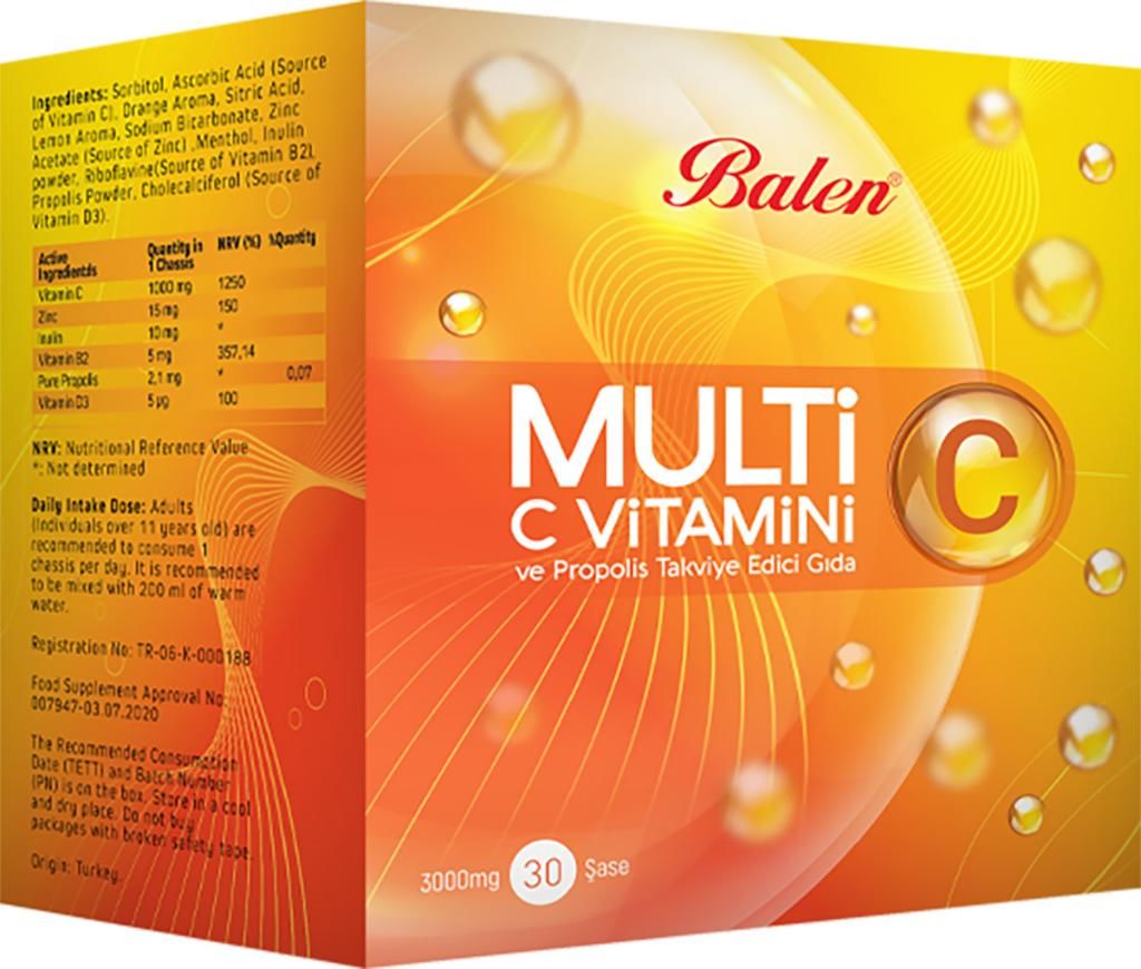 Balen Multi-C C Vitamini ve Propolis Şase 30 Adet