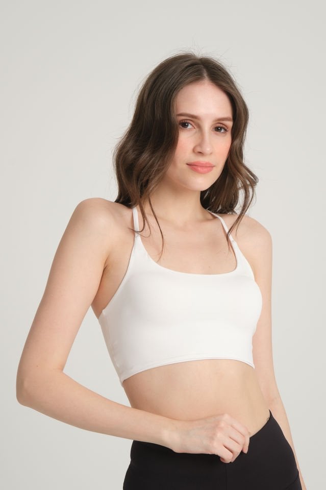 Çapraz Ayarlanabilir Askılı Beyaz Crop Top