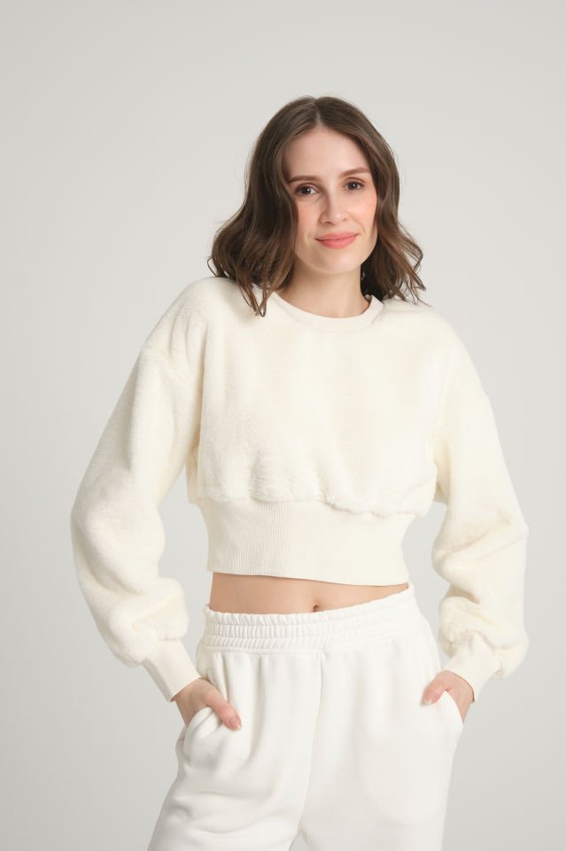 Peluş Ekru  Sweatshirt