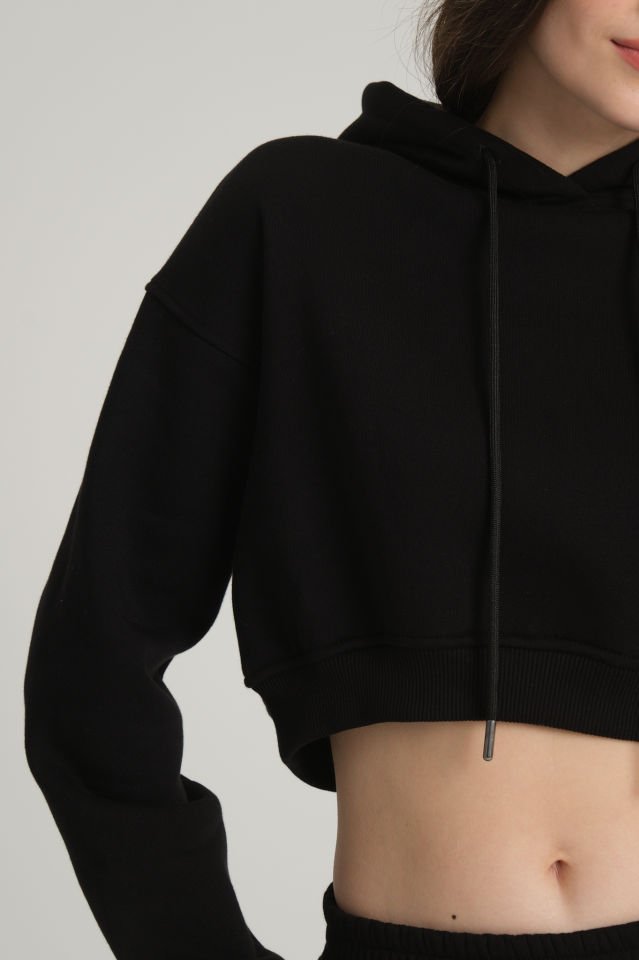 Şardonlu Siyah Hoodie