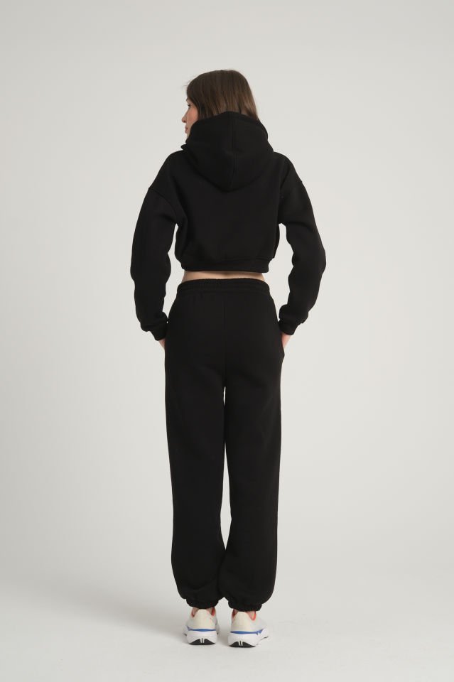 Şardonlu Siyah Hoodie