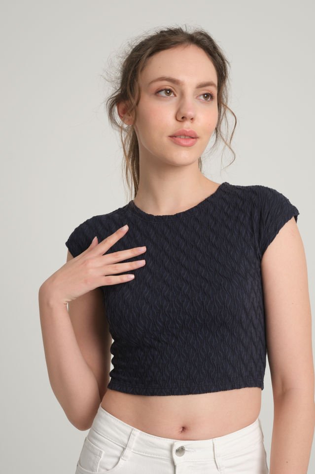 Bürümcük Desenli Kobalt Crop Top