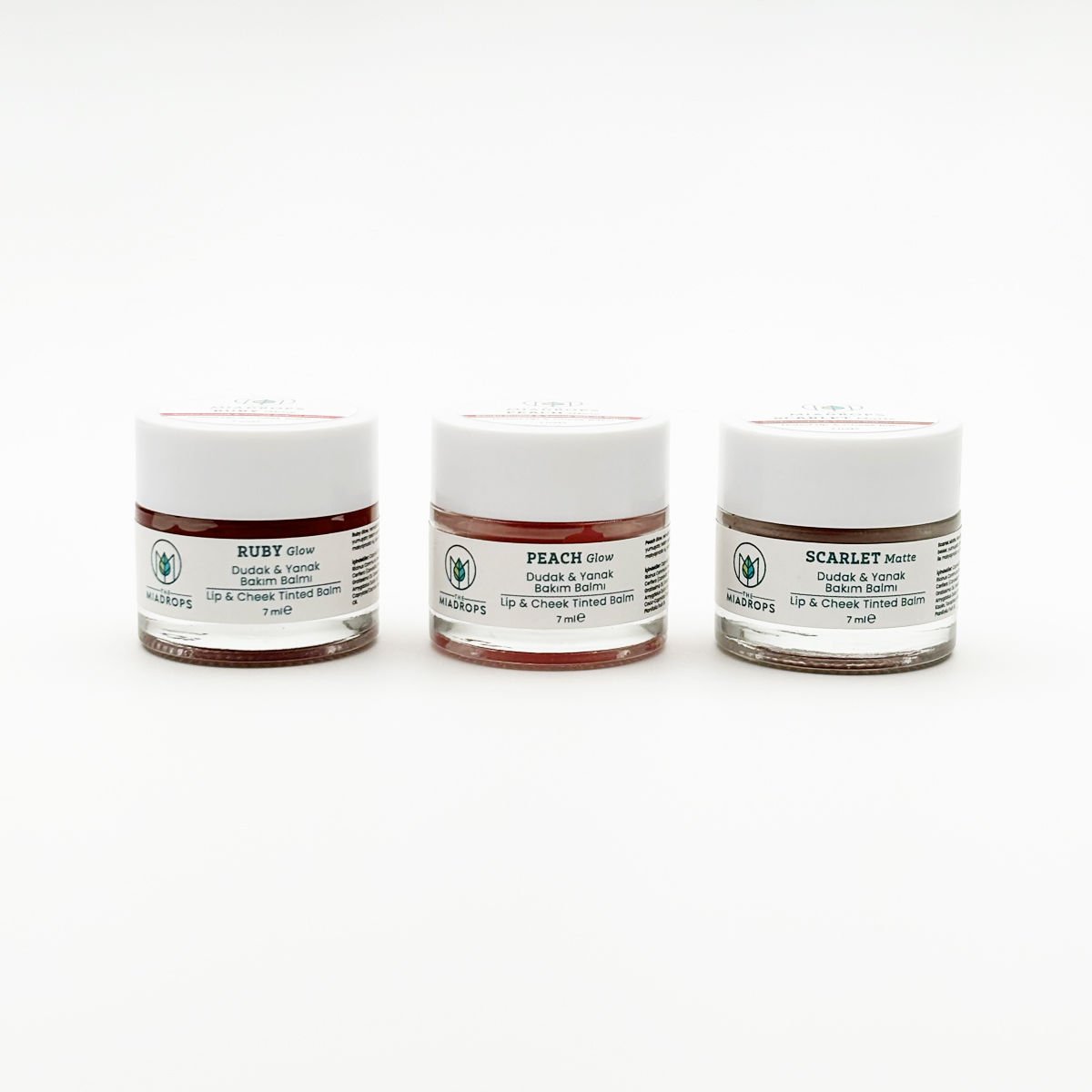 Renkli Dudaklar Üçlü Dudak Balmı Set - Scarlet & Peach & Ruby
