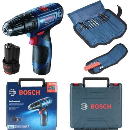 Bosch Professional GSB 120 LI 2 AH Çift Akülü Darbeli Delme Vidalama + Aksesuar Seti