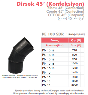 DİRSEK 45° (KONFEKSİYON)