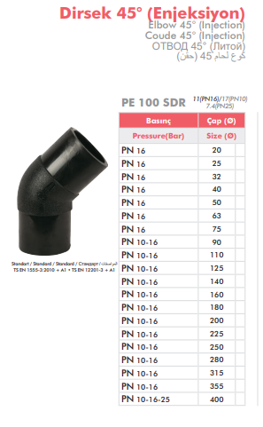 DİRSEK 45° (ENJEKSİYON)