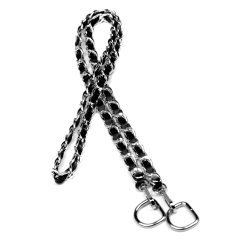 Nildenhobim Suni Derili Metal Çanta Zincir Seti -Zincir Uzunluk 110 cm Zincir Renk Gümüş Deri Siyah