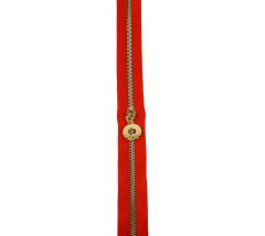Nildenhobim Çanta Fermuarı - Altın Dişli - Uzunluk 50 Cm - Genişlik 3.5 Cm - Kırmızı Renk