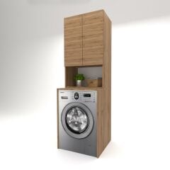 Çamaşır Makinası Dolabı - 65 cm - 2'li Set - Meşe