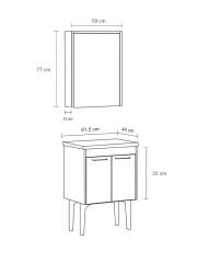 Toronto Banyo Dolabı - 60 cm - 2'li Set - Beyaz - Meşe