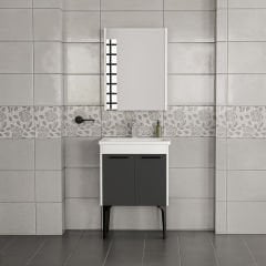 Toronto Banyo Dolabı - 60 cm - 2'li Set - Beyaz - Mat Antrasit