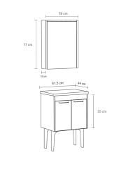 Toronto Banyo Dolabı - 60 cm - 2'li Set - Beyaz - Mat Antrasit