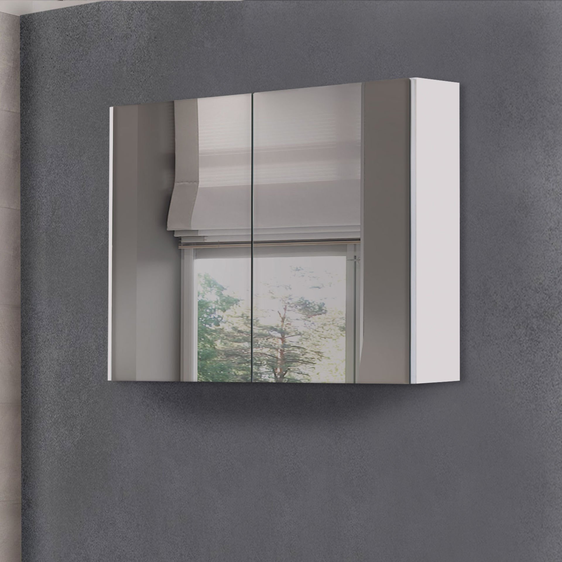 Asmira Aynalı Üst Dolap - 80 cm - Mdf Kapak - Beyaz