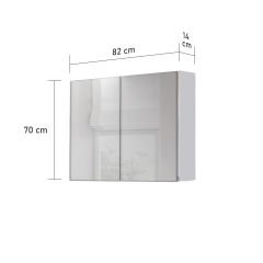 Asmira Aynalı Üst Dolap - 80 cm - Mdf Kapak - Beyaz