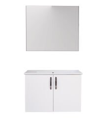 Asmira Banyo Dolabı - 82 cm - 2'li Set - MdfLam Kapak Beyaz