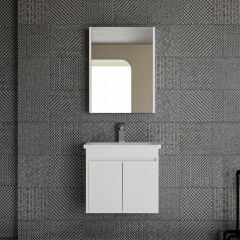 İstanbul Banyo Dolabı - 60 cm - 2'li Set - MdfLam Mat Meyaz - MdfLam Mat Beyaz