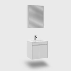 İstanbul Banyo Dolabı - 60 cm - 2'li Set - MdfLam Mat Meyaz - MdfLam Mat Beyaz