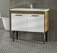 Alt Dolap Toronto - 100 cm - Ceviz - Mdf Mat Beyaz
