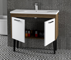 Alt Dolap Toronto - 100 cm - Ceviz - Mdf Mat Beyaz