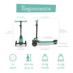 ChillaFish Scotti - 3 Tekerlekli Scooter - Mint (3 Yaş+)