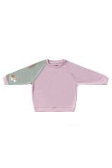 Colorblock Nakış Detaylı Sweatshirt - Lila