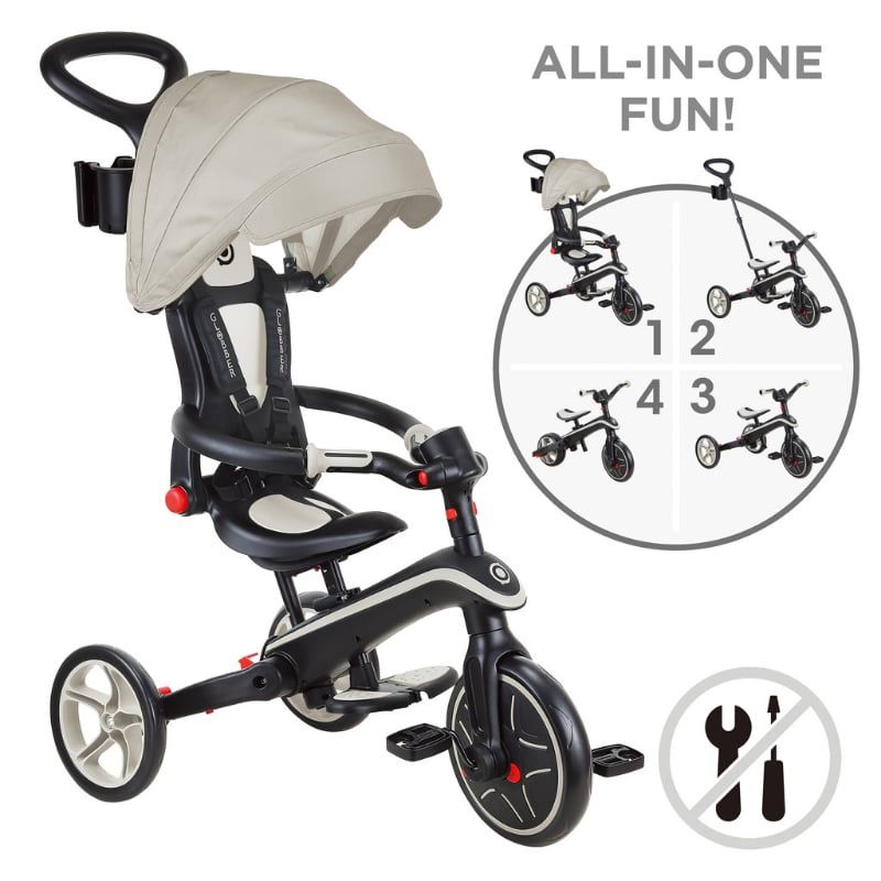 Globber Explorer 4 in 1 Katlanabilir Bebek Bisikleti Koyu Bej