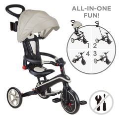 Globber Explorer 4 in 1 Katlanabilir Bebek Bisikleti Koyu Bej