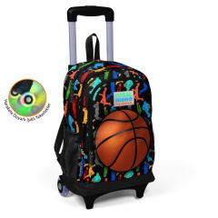 Coral High Kids Siyah Basketbol Desenli Üç Bölmeli Çekçekli Okul Sırt Çantası 23377