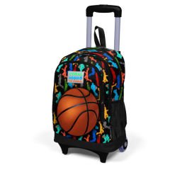 Coral High Kids Siyah Basketbol Desenli Üç Bölmeli Çekçekli Okul Sırt Çantası 23377