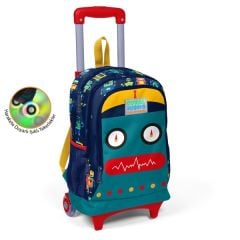 Coral High Kids Lacivert Çivit Robot Desenli Üç Bölmeli Çekçekli Okul Sırt Çantası 23380