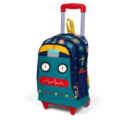 Coral High Kids Lacivert Çivit Robot Desenli Üç Bölmeli Çekçekli Okul Sırt Çantası 23380