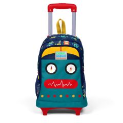 Coral High Kids Lacivert Çivit Robot Desenli Üç Bölmeli Çekçekli Okul Sırt Çantası 23380
