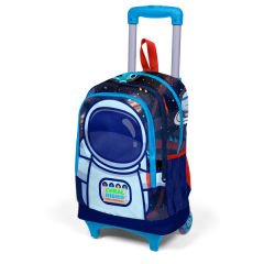Coral High Kids Saks Mavi Astronot Desenli Üç Bölmeli Çekçekli Okul Sırt Çantası 23924