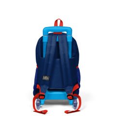 Coral High Kids Saks Mavi Astronot Desenli Üç Bölmeli Çekçekli Okul Sırt Çantası 23924