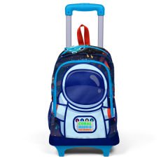 Coral High Kids Saks Mavi Astronot Desenli Üç Bölmeli Çekçekli Okul Sırt Çantası 23924