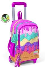 Coral High Kids Pembe Rengarenk Dondurma Desenli Üç Bölmeli Çekçekli Okul Sırt Çantası 23931
