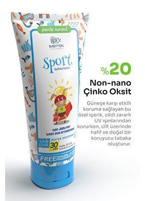Babyton Bebek ve Çocuklar İçin Suya Dayanıklı Güneş Koruyucu Krem 100 ml
