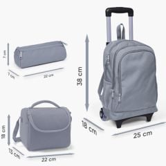 Coral High Kids Neon Pembe Su Yeşili Kalp Desenli Çekçekli 3'lü Çanta Seti SET0123133